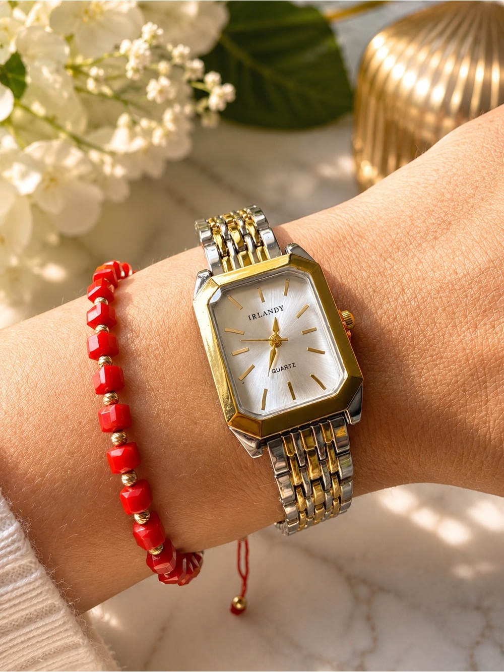 Two-Tone Gold & Silver Stainless Steel Quartz Watch